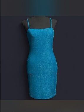 Blue Sparkle Slip Dress